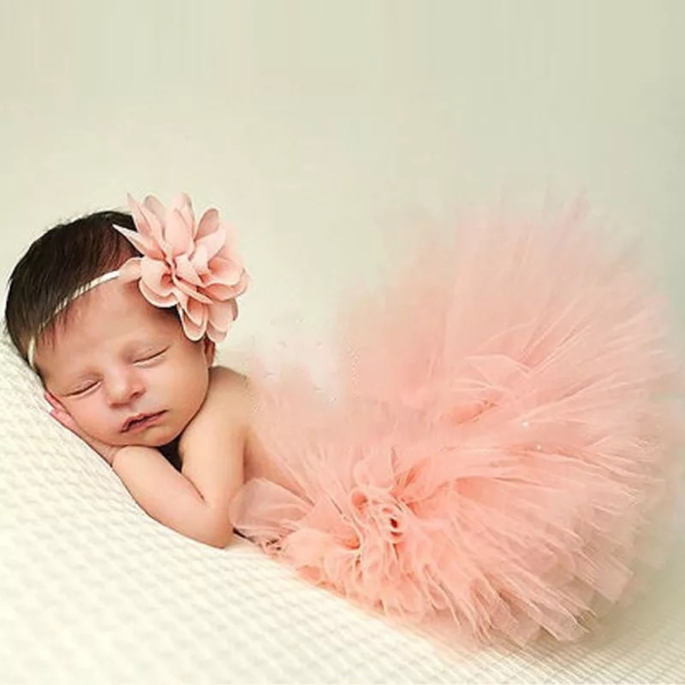Newborn Flower Headband with Tutu Skirt